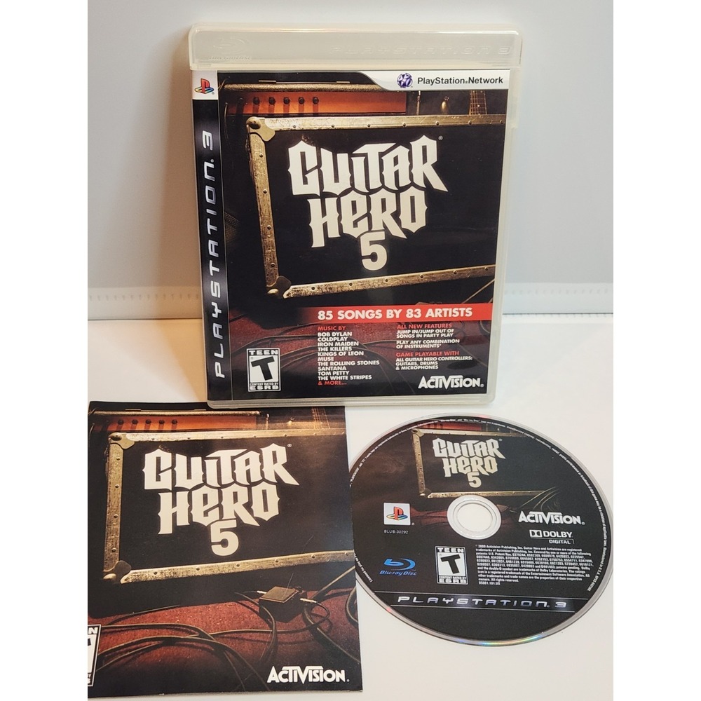 PS3 Guitar Hero 5 Game Complete CIB 2009 by Activision Music Rhythm Very Good